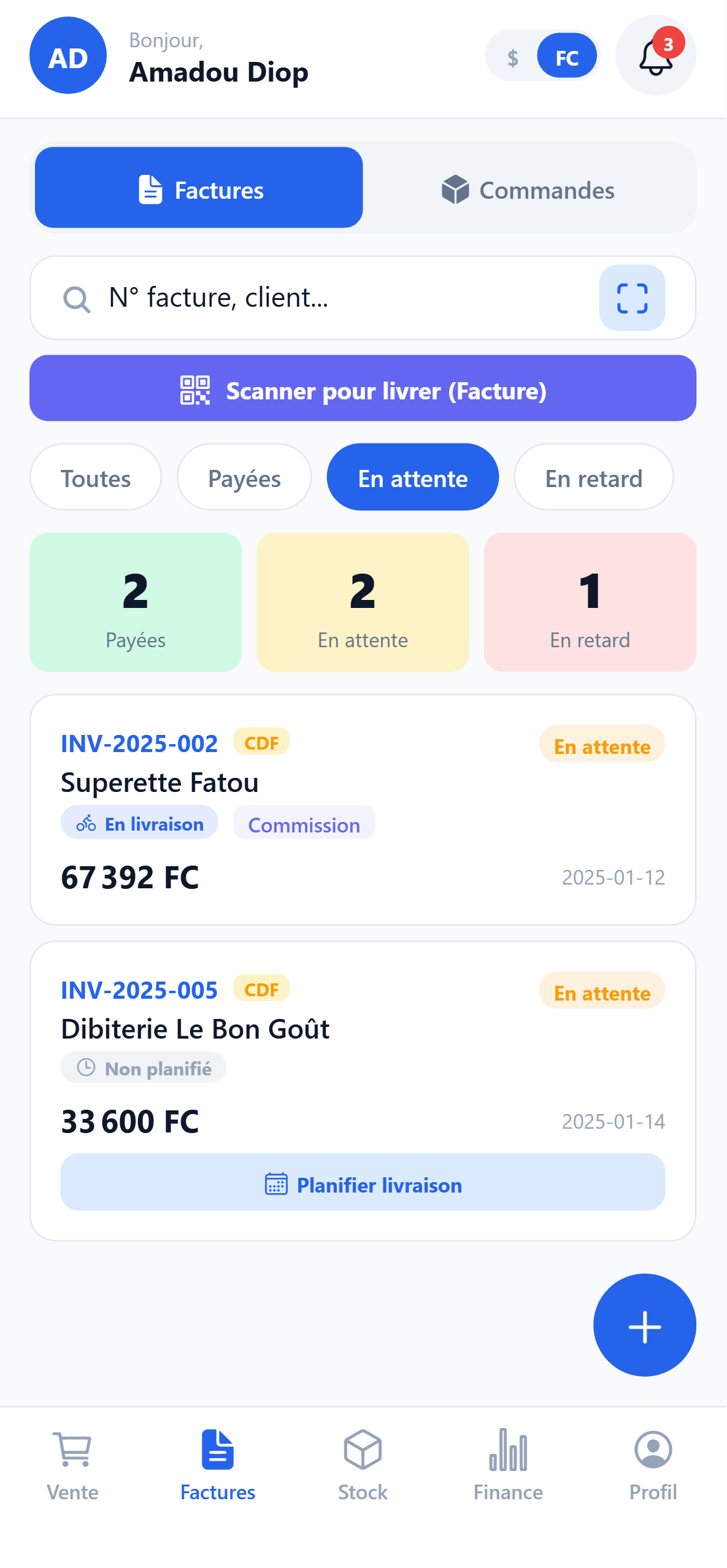 Application mobile Sky.Tech — gestion des factures